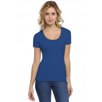 T-shirt col rond doublé devant manches courtes en modal ZAZA03