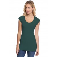 T-shirt long col rond manches courtes capes en modal ZAZA07