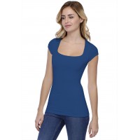 T-shirt col carré doublé devant manches courtes en modal CLARA02