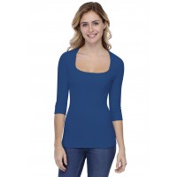 T-shirt col carré manches 3-4 en modal CLARA04