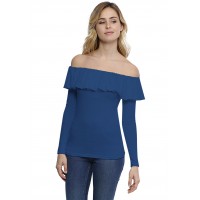 T-shirt avec volants et épaules nues en modal DIAZ05