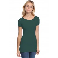 T-shirt long col bateau doublé devant manches courtes DORIS