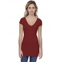 T-shirt long col V manches courtes capes en modal VIVI07