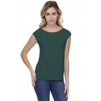 T-shirt coupe droite col bateau doublé devant manches capes en modal BINO02