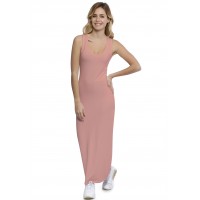 Robe droite longue col rond sans manches en modal MARIE