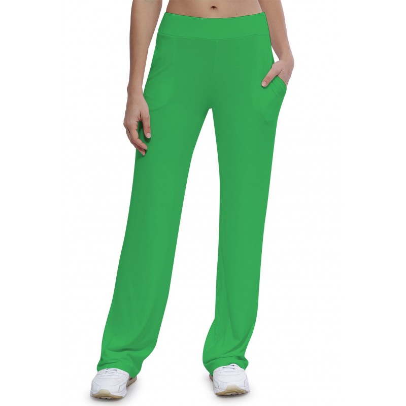 Pantalon coupe droite taille élastique avec poches en maille modal ALINA Pantalon coupe droite taille élastique avec poches en maille modal ALINA