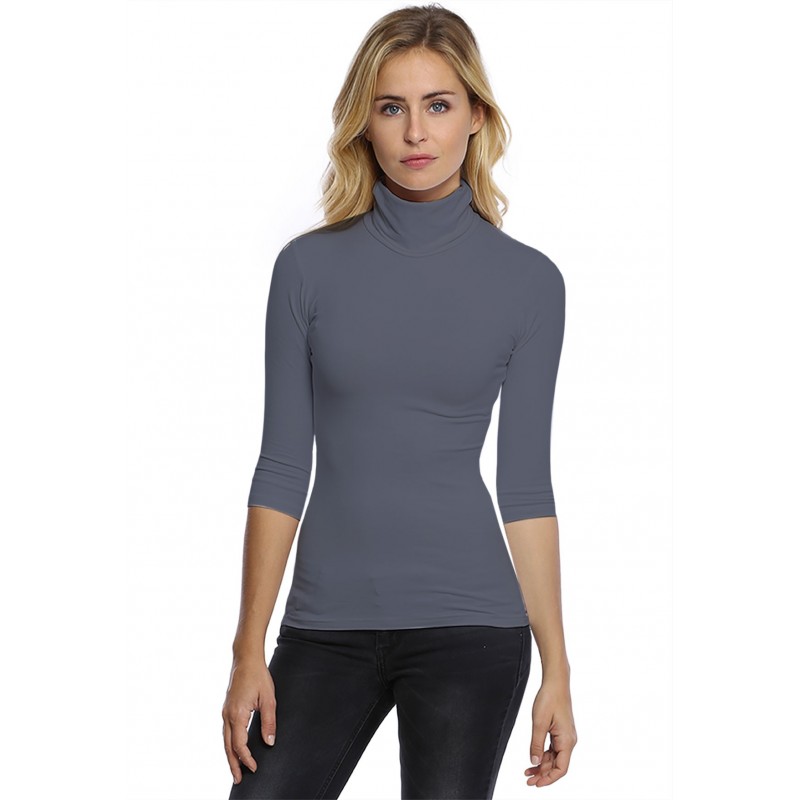 T-shirt col roulé manches 3-4 en modal CINDY04 T-shirt col roulé manches 3-4 en modal CINDY04