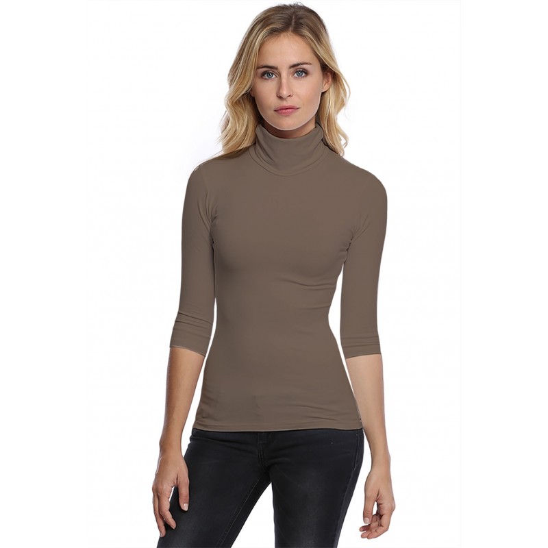 T-shirt col roulé manches 3-4 en modal CINDY04 T-shirt col roulé manches 3-4 en modal CINDY04