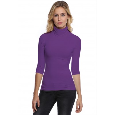 T-shirt col roulé manches 3-4 en modal CINDY04