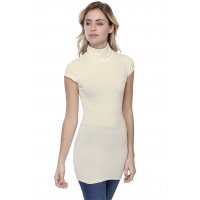 T-shirt long col roulé manches courtes capes en modal CINDY07