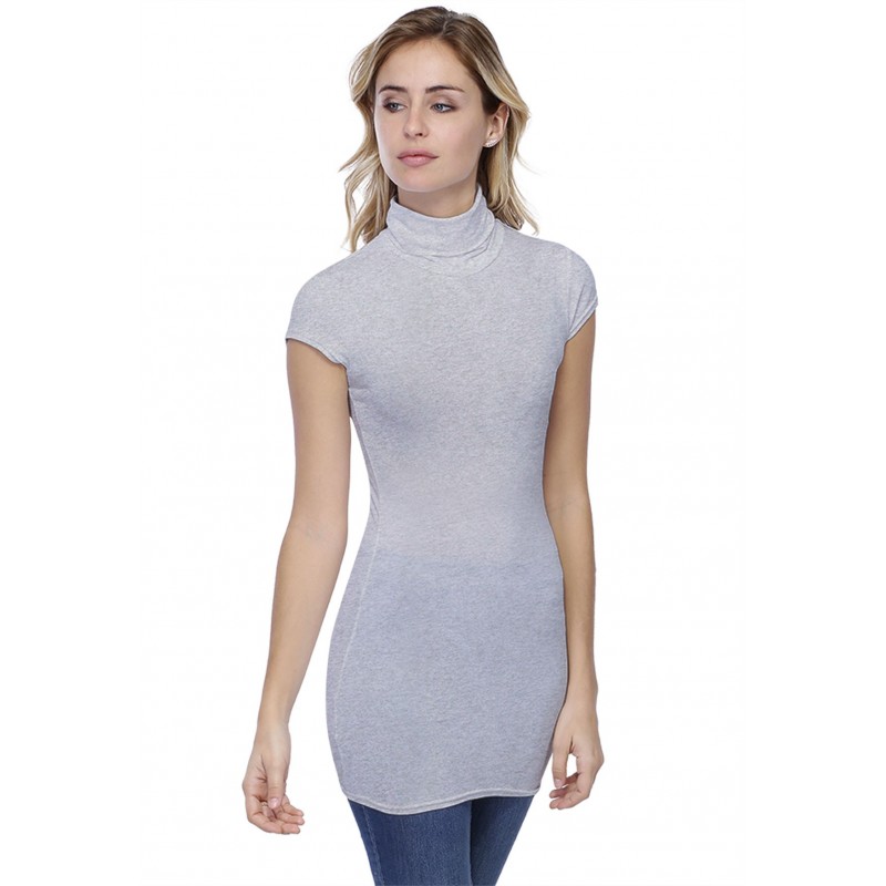 T-shirt long col roulé manches courtes capes en modal CINDY07 T-shirt long col roulé manches courtes capes en modal CINDY07