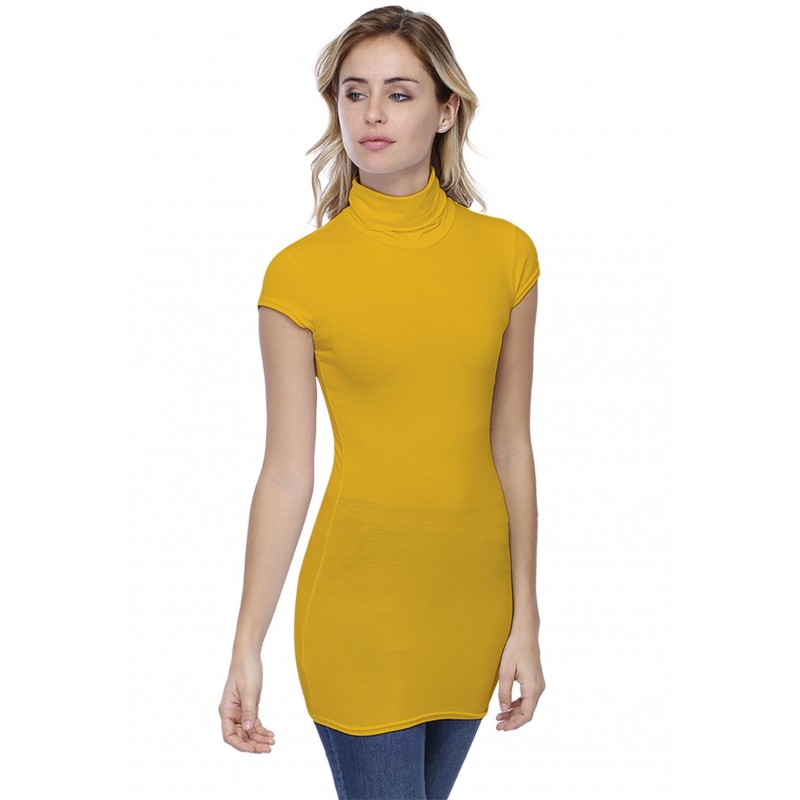T-shirt long col roulé manches courtes capes en modal CINDY07 T-shirt long col roulé manches courtes capes en modal CINDY07