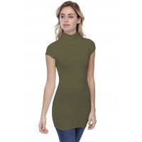 T-shirt long col roulé manches courtes capes en modal CINDY07