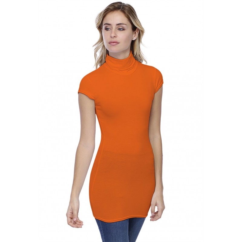 T-shirt long col roulé manches courtes capes en modal CINDY07 T-shirt long col roulé manches courtes capes en modal CINDY07