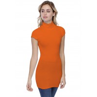 T-shirt long col roulé manches courtes capes en modal CINDY07