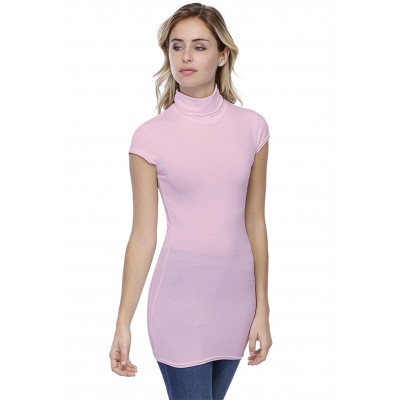 T-shirt long col roulé manches courtes capes en modal CINDY07