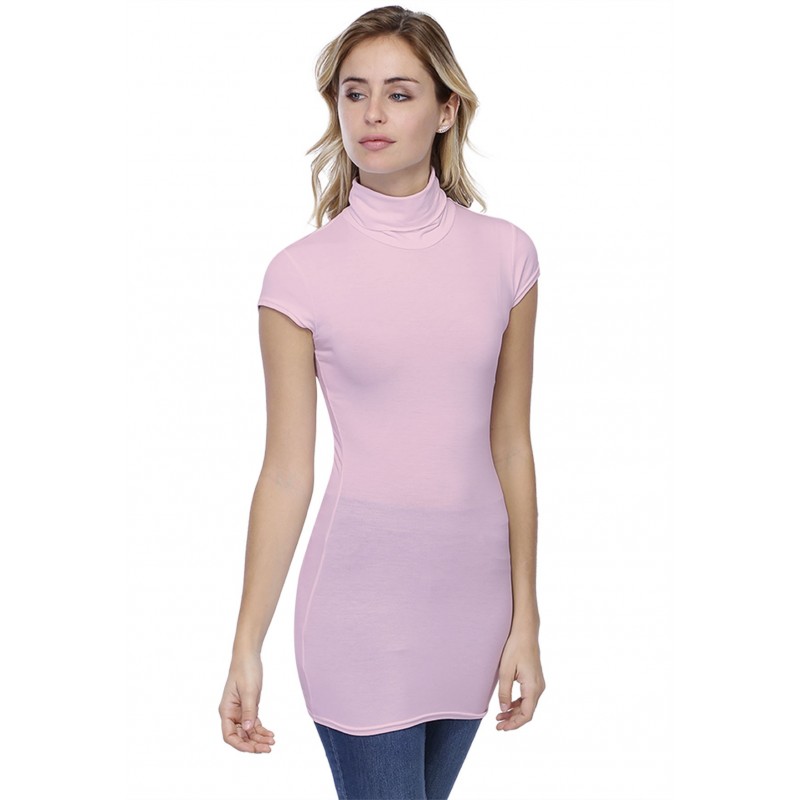 T-shirt long col roulé manches courtes capes en modal CINDY07 T-shirt long col roulé manches courtes capes en modal CINDY07