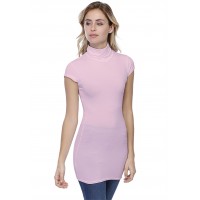 T-shirt long col roulé manches courtes capes en modal CINDY07