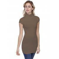 T-shirt long col roulé manches courtes capes en modal CINDY07