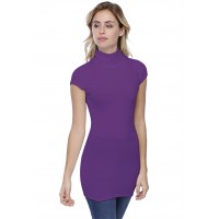 T-shirt long col roulé manches courtes capes en modal CINDY07