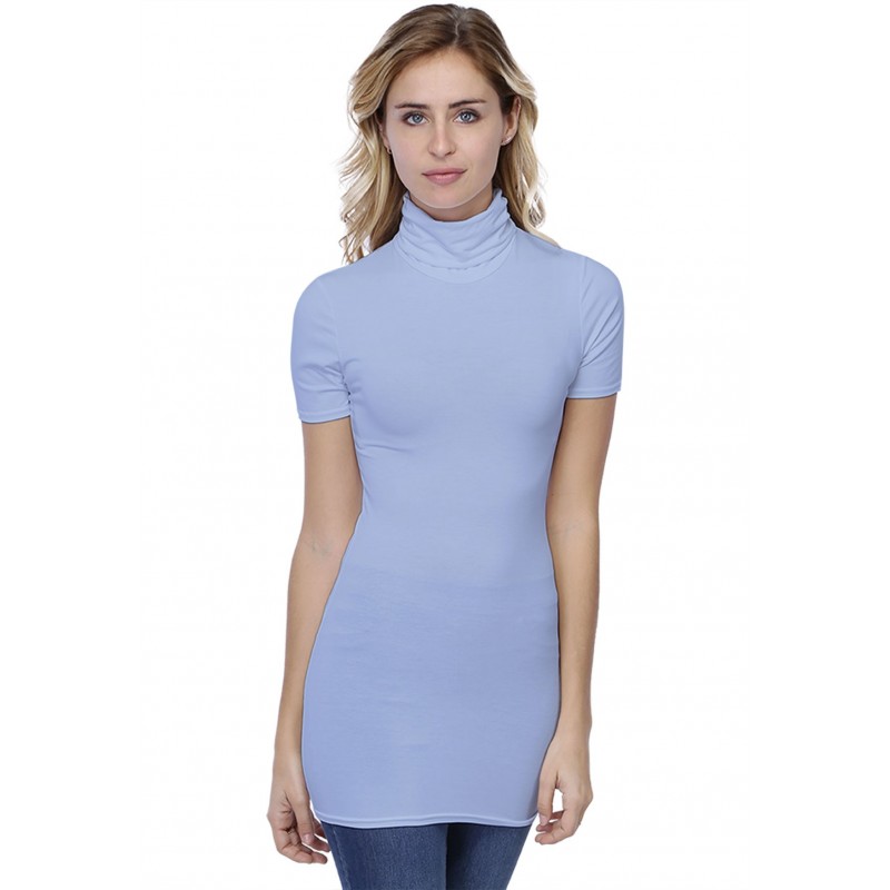 T-shirt long col roulé manches courtes en modal CINDY08 T-shirt long col roulé manches courtes en modal CINDY08