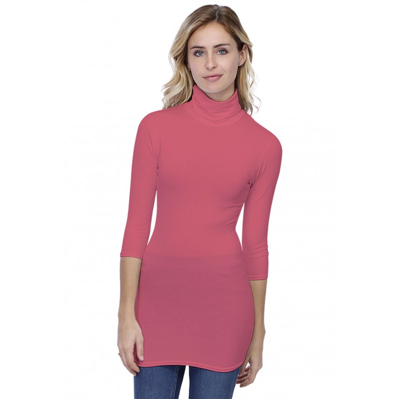 T-shirt long col roulé manches 3-4 en modal CINDY09 T-shirt long col roulé manches 3-4 en modal CINDY09