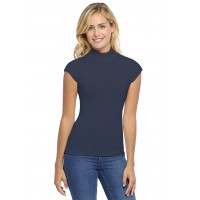 Tee-shirt col montant et petites manches capes en modal PENNY02