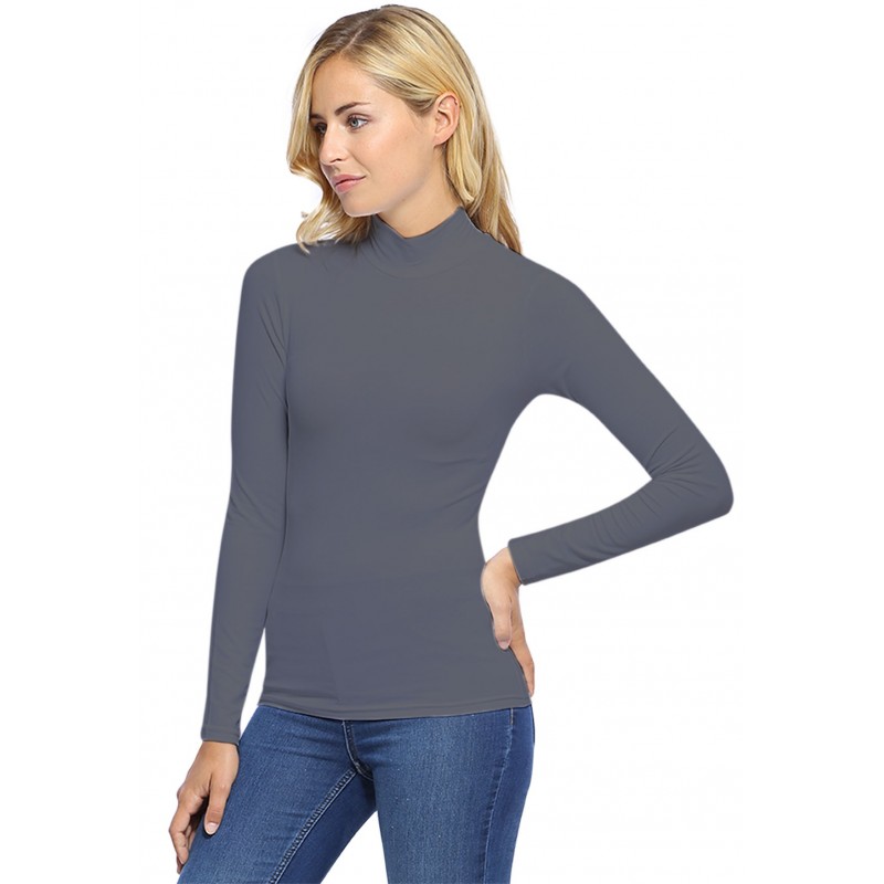 Tee-shirt col montant manches longues en modal PENNY05 Tee-shirt col montant manches longues en modal PENNY05