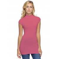 T-shirt long col montant et petites manches capes en modal PENNY07