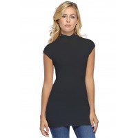 T-shirt long col montant et petites manches capes en modal PENNY07