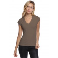T-shirt col V manches courtes capes en modal JUNE02