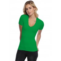 T-shirt col V doublé devant manches courtes en modal SYLVIA03