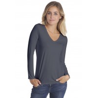 T-shirt col V manches longues en modal JUNE05