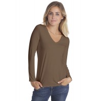 T-shirt col V manches longues en modal JUNE05