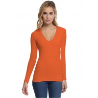 T-shirt col V doublé devant manches longues en modal SYLVIA05