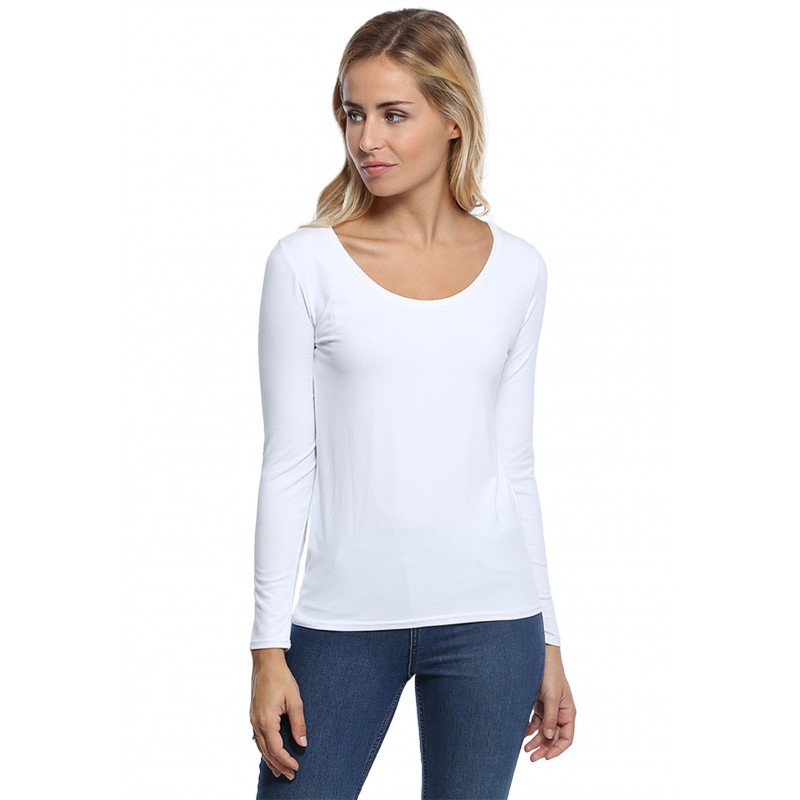 T-shirt col rond bande rapportée manches longues en modal JOE05 T-shirt col rond bande rapportée manches longues en modal JOE05
