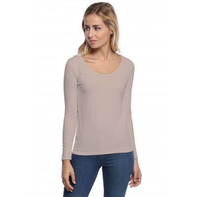 T-shirt col rond bande rapportée manches longues en modal JOE05