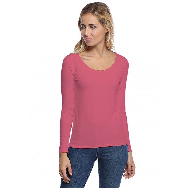 T-shirt col rond bande rapportée manches longues en modal JOE05 T-shirt col rond bande rapportée manches longues en modal JOE05