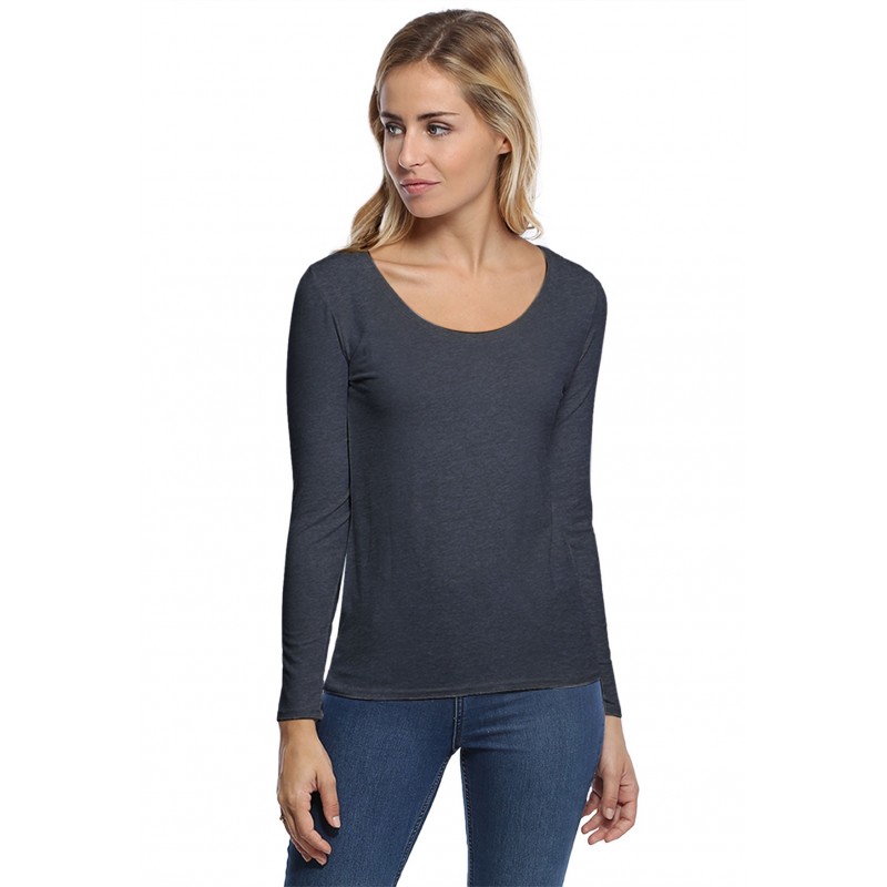 T-shirt col rond bande rapportée manches longues en modal JOE05 T-shirt col rond bande rapportée manches longues en modal JOE05