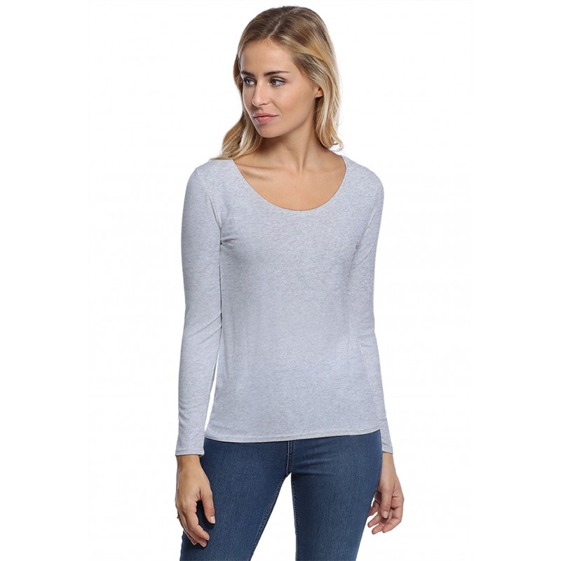 T-shirt col rond bande rapportée manches longues en modal JOE05 T-shirt col rond bande rapportée manches longues en modal JOE05