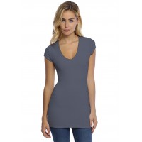 T-shirt long col V manches courtes capes en modal SYLVIA07