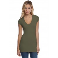 T-shirt long col V manches courtes capes en modal SYLVIA07