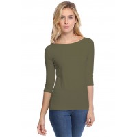 T-shirt col bateau manches 3-4 en modal DOMI04