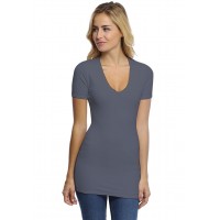 T-shirt long col V manches courtes en modal SYLVIA08