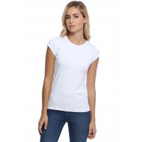 T-shirt coupe droite ras du cou manches courtes capes en modal SACHA02