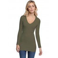 T-shirt long col V manches longues en modal SYLVIA10