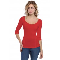 T-shirt avec surpiqures manches 3-4 en modal CATE04
