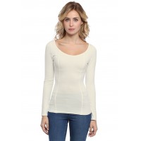 T-shirt avec surpiqures manches longues en modal CATE05