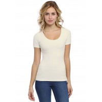 T-shirt col rond doublé devant manches courtes en modal ZAZA03