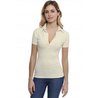 T-shirt col polo manches courtes en modal GLORIA03